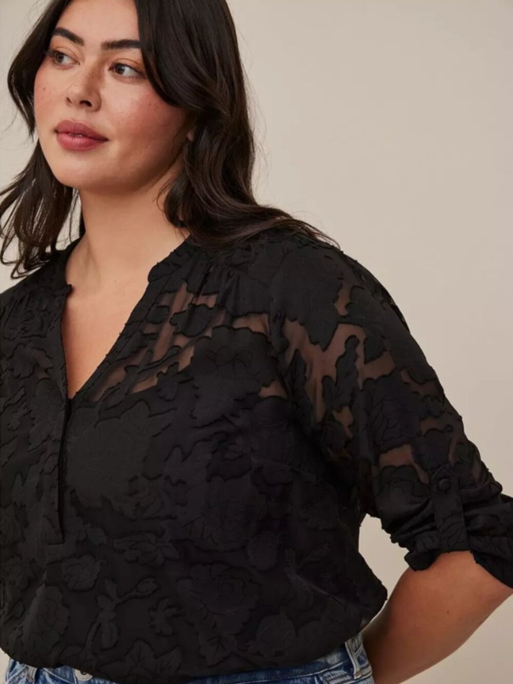Torrid Harper Chiffon Sheer Floral Blouse | Size 5 (5X) | 3/4 Sleeve